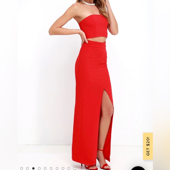 Lulus.Better Than a Sequel Red Two-Piece Dress.No rips or stains.Dry cleaned XS - Picture 6 of 16